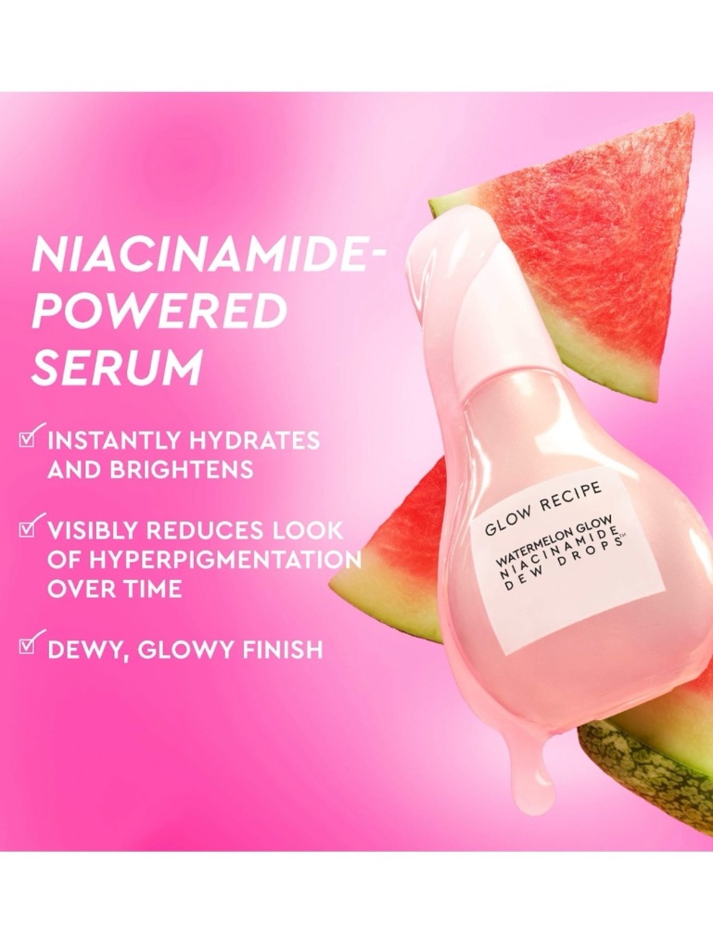 Glow Recipe Watermelon Glow Niacinamide Dew Drops Serum - 1.35 oz - NIB